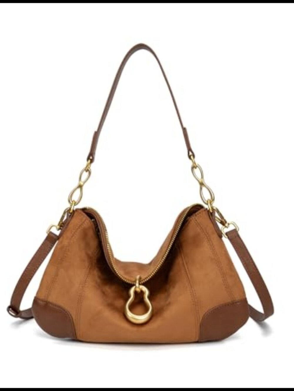 Hobo Shoulder Bag PU Leather Faux Suede Lined Satchel Purse